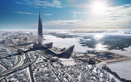 Самое высокое здание в Европе. Часть 4. Строительство надфундаментных частей зданий комплекса «Лахта Центр»